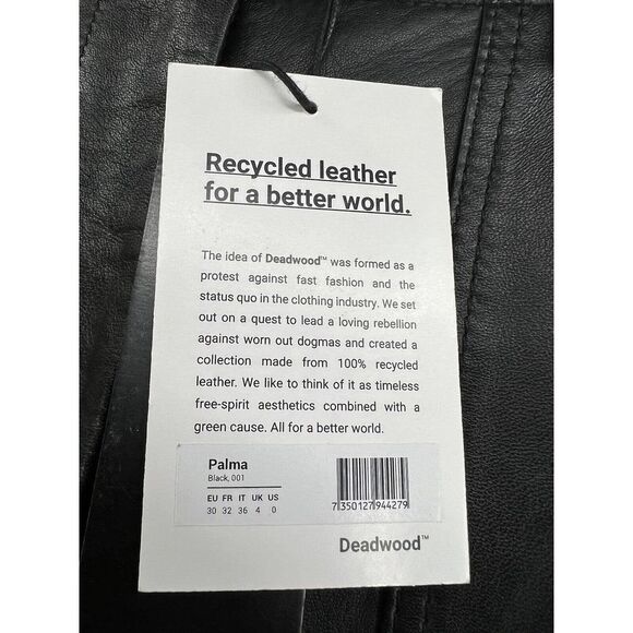 Deadwood Net Sustain Palma Leather Tapered Black Pants Size 0 New - Picture 10 of 12